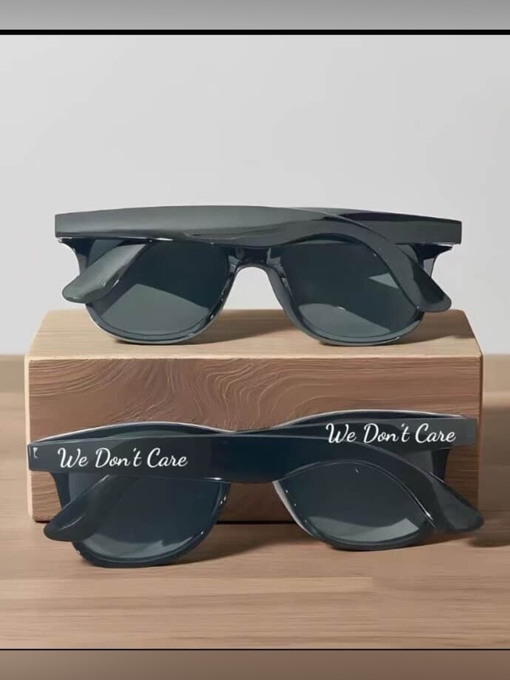 Black Custom We Don’t Care Glasses